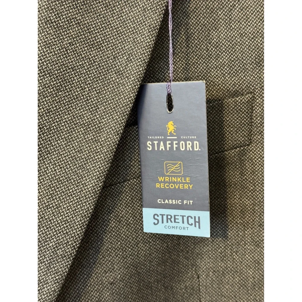 Stafford Men's‎ Dark Charcoal Classic Fit Stretch Comfort Blazer Jacket 42 Reg